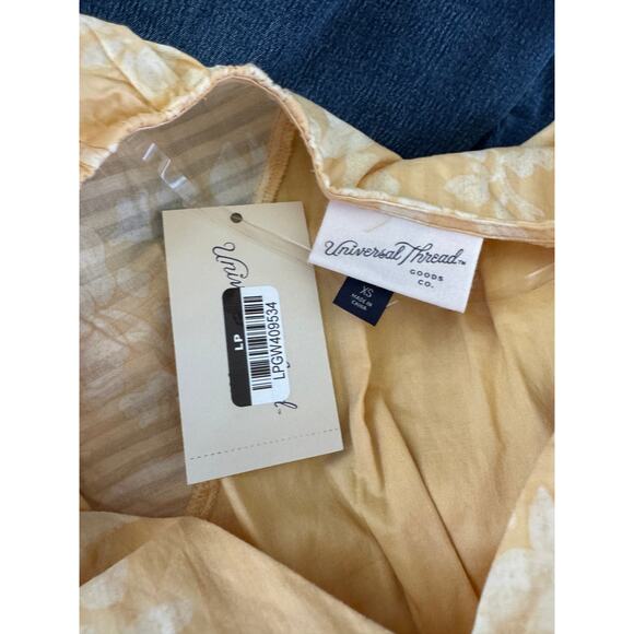 NWT Women's Short Sleeve Smocked Yellow Midi A-Line Dress Universal Thread XS - Picture 13 of 15